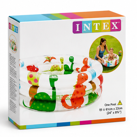 Intex Kids Inflatable Pool with Dinosaur Print – Small Round Baby Water Pool
