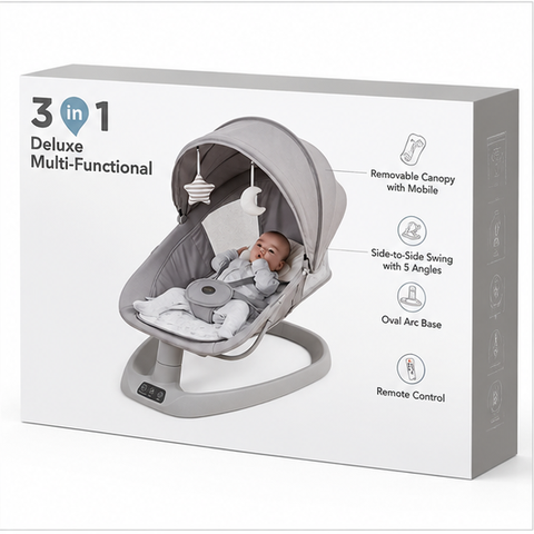 Kidilo 3-in-1 Deluxe Electric Baby Swing & Bassinet