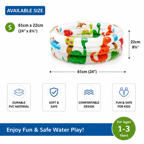 Intex Kids Inflatable Pool with Dinosaur Print – Small Round Baby Water Pool