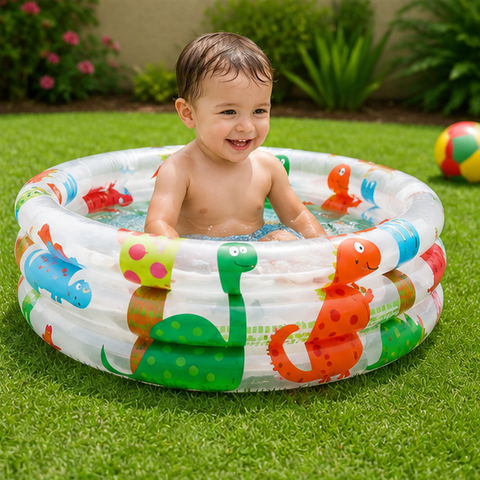 Intex Kids Inflatable Pool with Dinosaur Print – Small Round Baby Water Pool