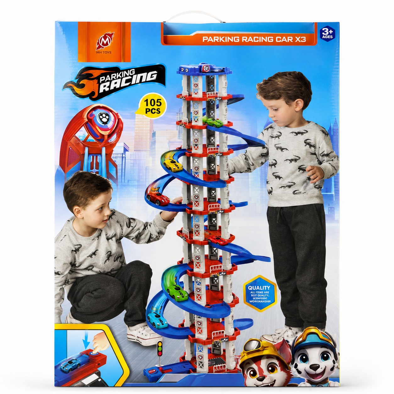 Paw Patrol Style Car Track Set for Kids