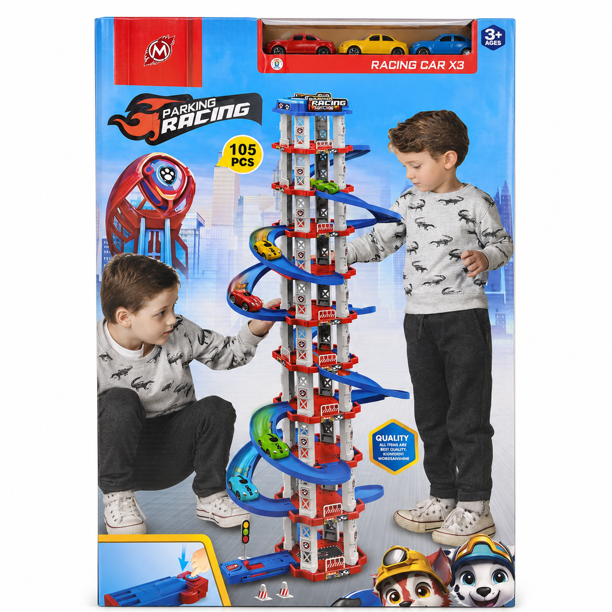 Paw Patrol Style Car Track Set for Kids