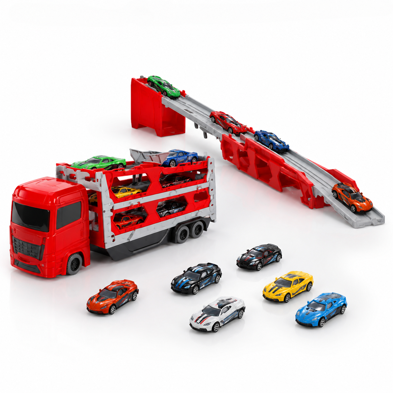 FTY-SET-016 | Car Carrier Truck with Mini Cars Set