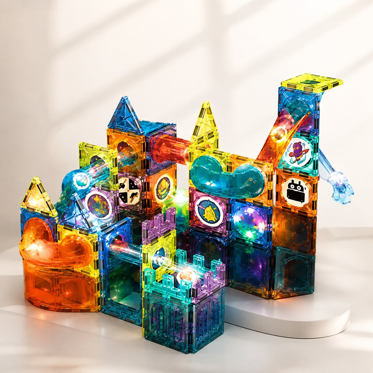 75 Pieces Magnetic Building Blocks Light Up Set