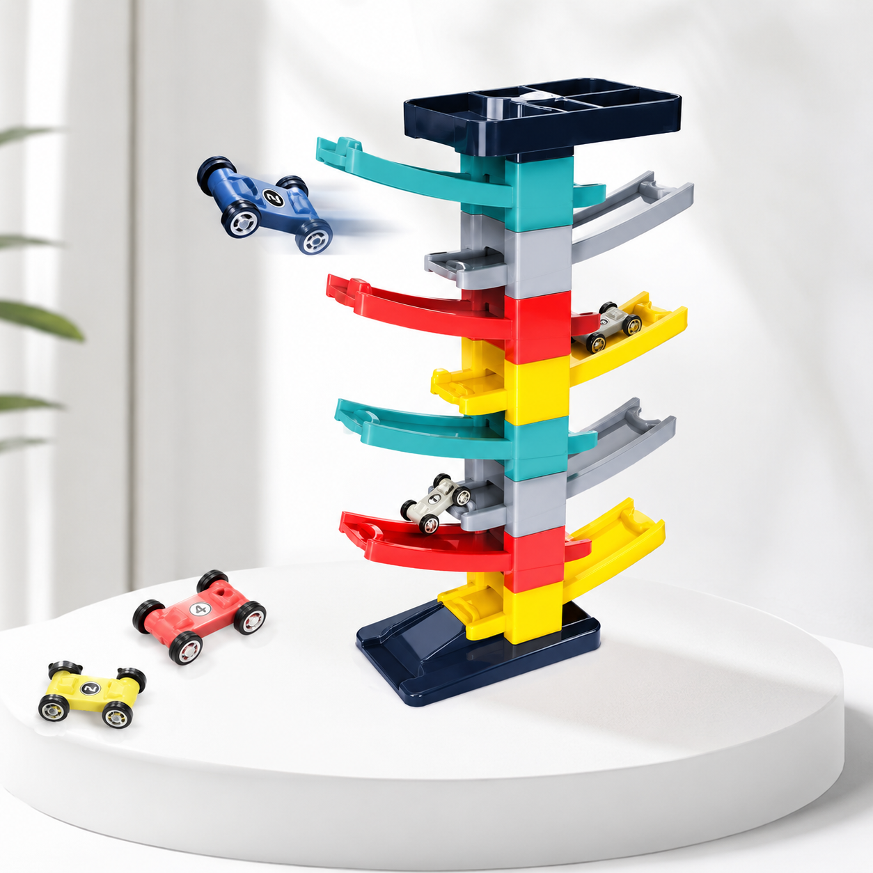 Gliding Rail Car Track Parking Play Set