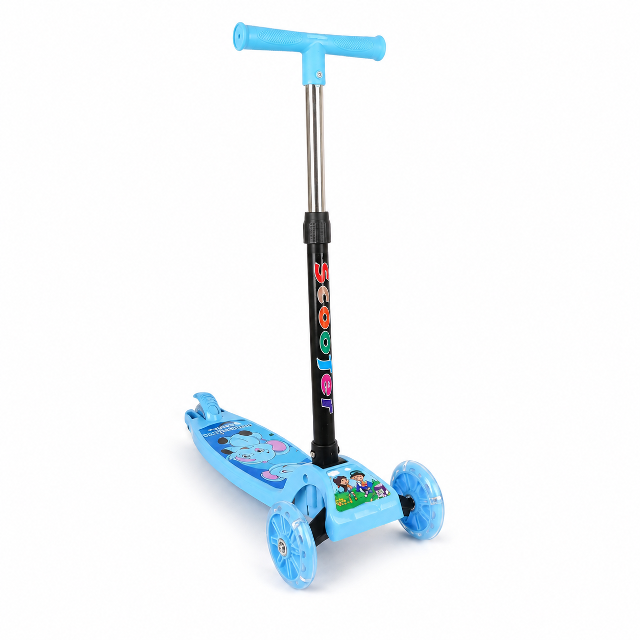 3-Wheel Foldable Kids Scooter with LED Light-Up Wheels – Adjustable Height Kick Scooter for Boys & Girls
