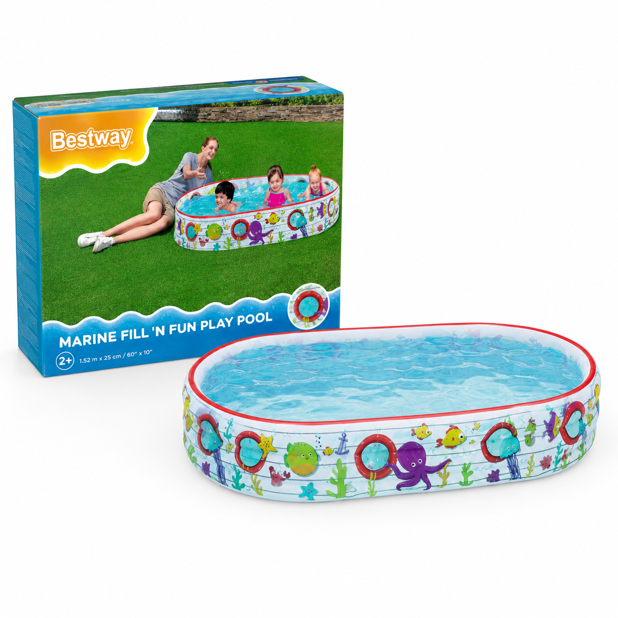 Bestway Marine Fill ’N Fun Play Pool – 60" x 10" Kids Pool