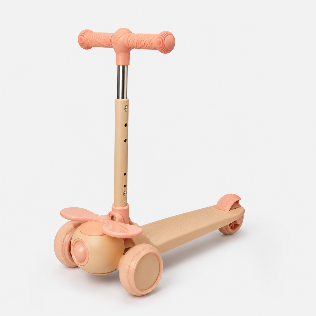 3-Wheel Scooter with Light and Sound Effects, Peach-Beige