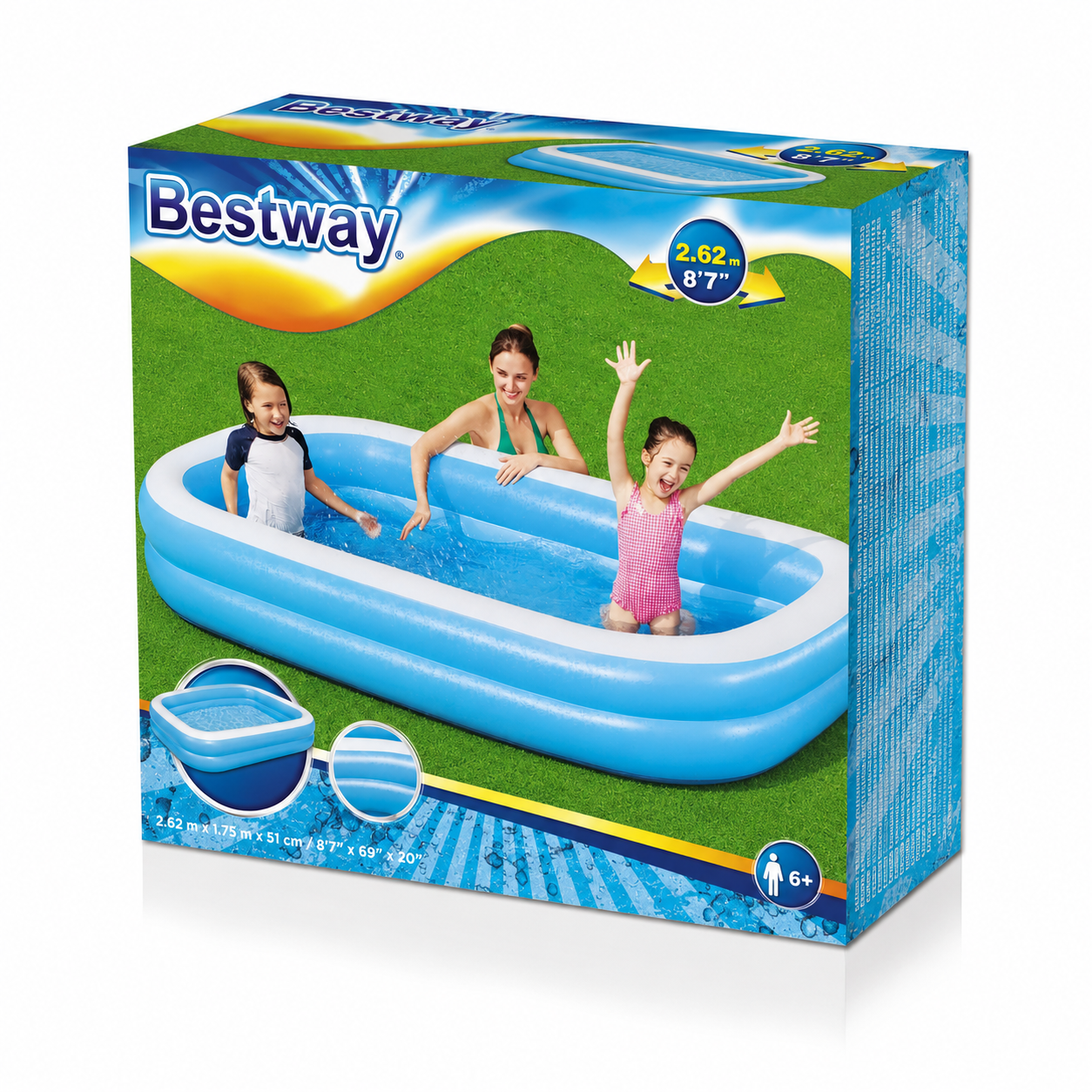 Bestway Rectangular Family Inflatable Pool – 8.7ft x 69in x 20in