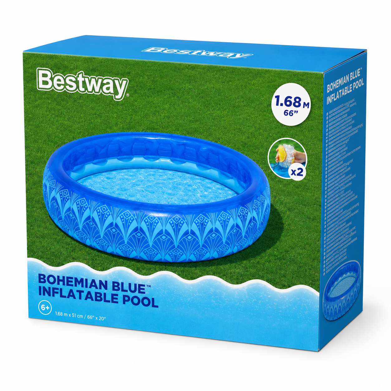 Bestway Bohemian Blue Inflatable Pool 66" – Family Backyard Swimming Pool