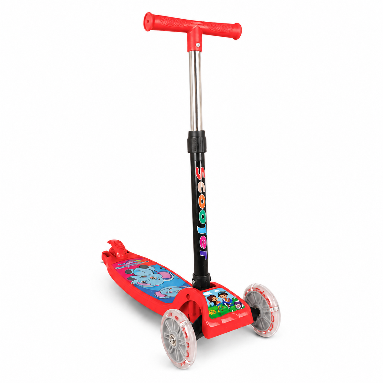 3-Wheel Foldable Kids Scooter with LED Light-Up Wheels – Adjustable Height Kick Scooter for Boys & Girls