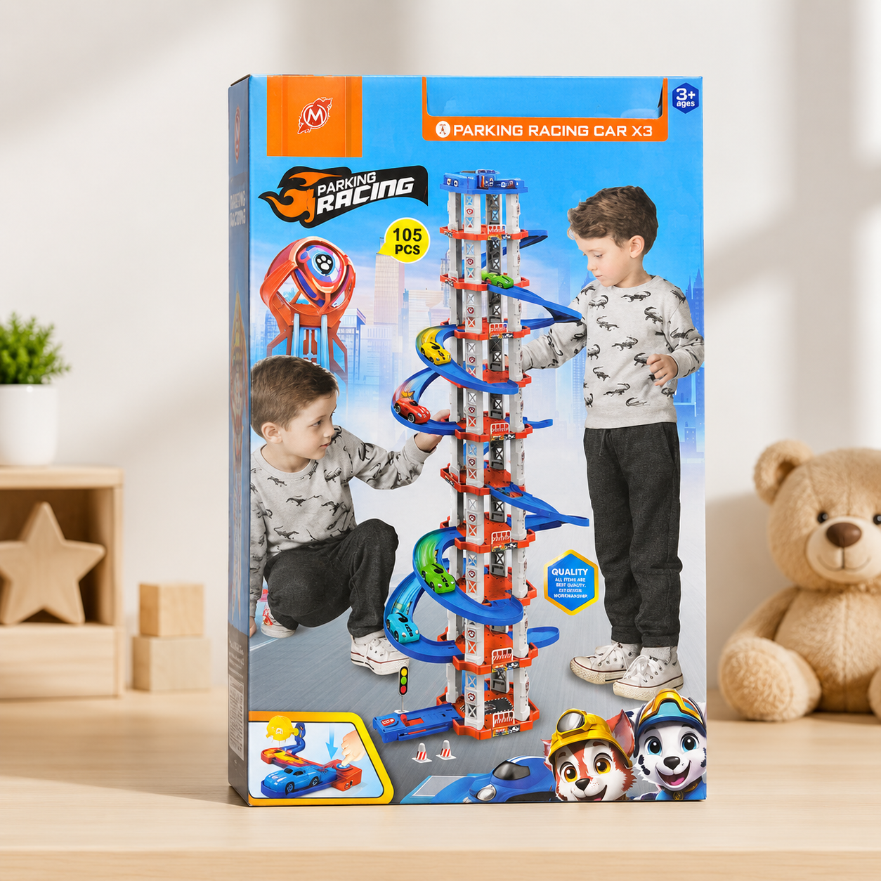 Paw Patrol Style Car Track Set for Kids