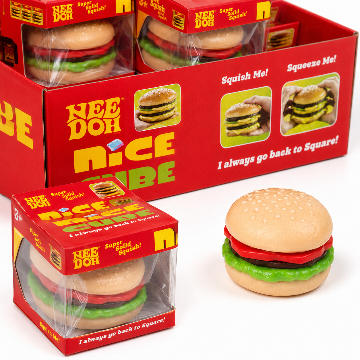 Nee Doh Nice Cube Hamburger Super Solid Squish