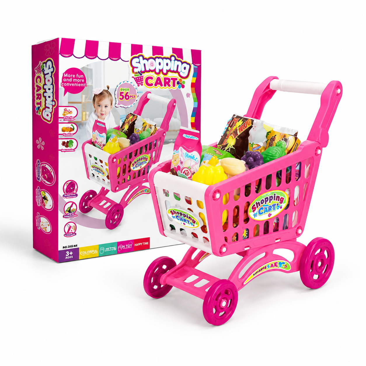Kids Shopping Cart Play Set 56+ PCS
