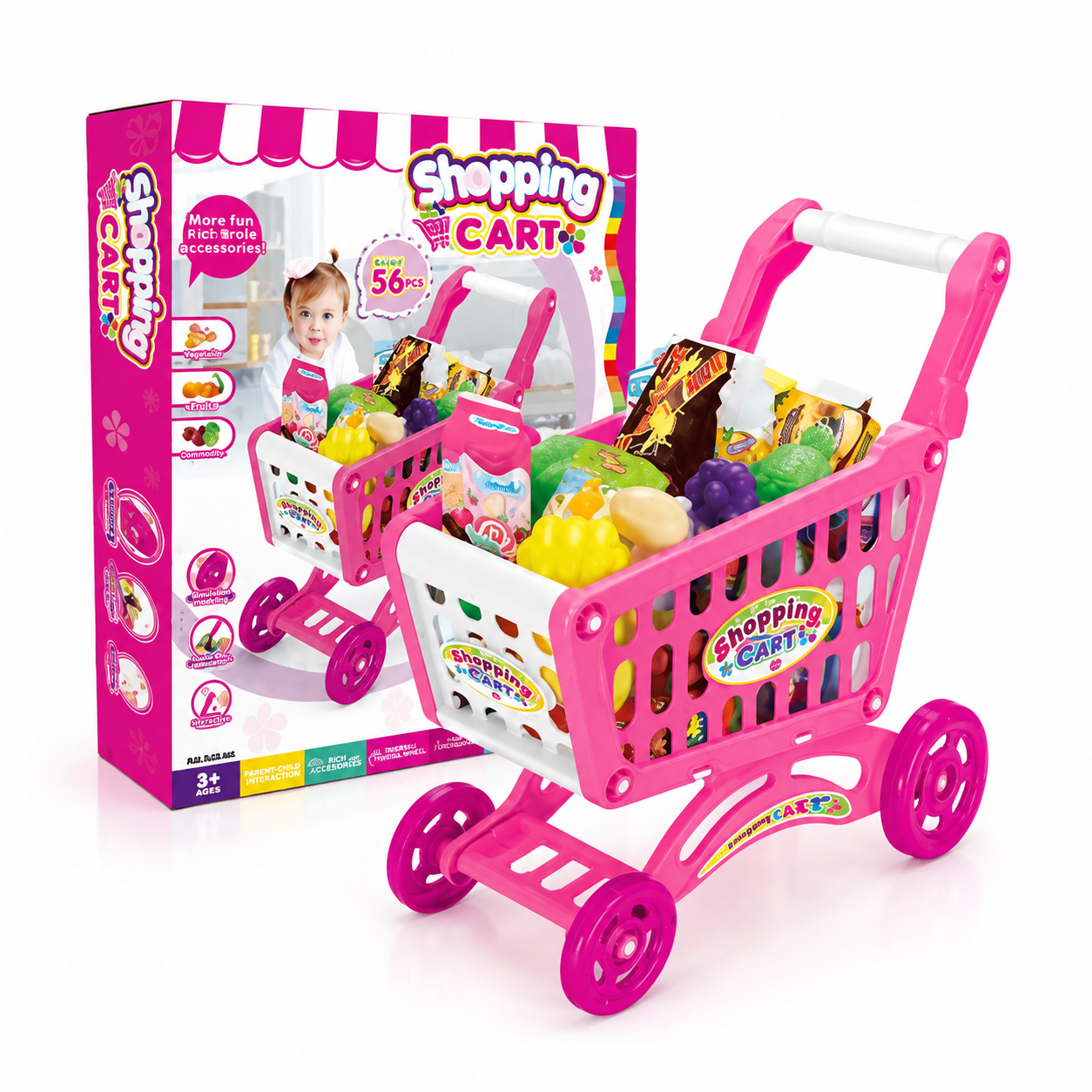 Kids Shopping Cart Play Set 56+ PCS