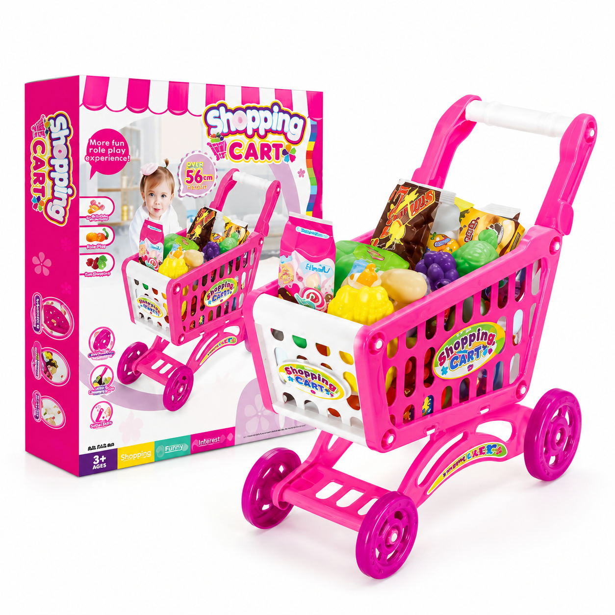 Kids Shopping Cart Play Set 56+ PCS