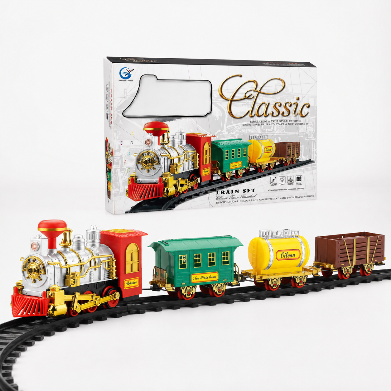 Classic Family Train Set with Sound Light & Smoke