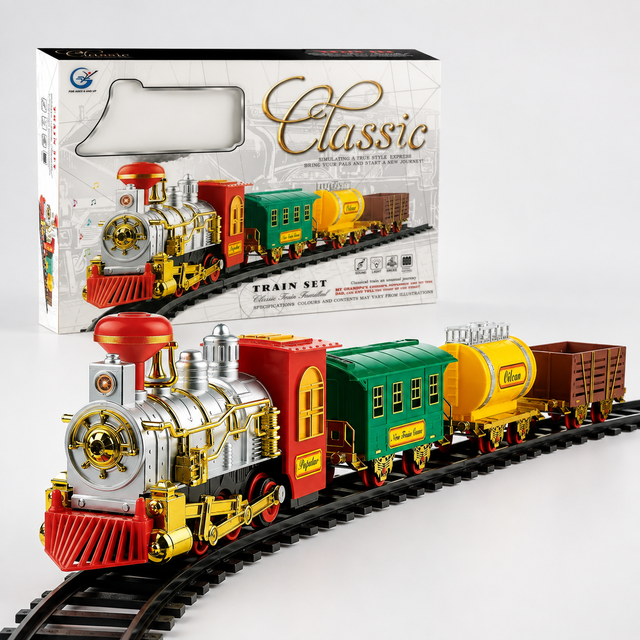 Classic Family Train Set with Sound Light & Smoke