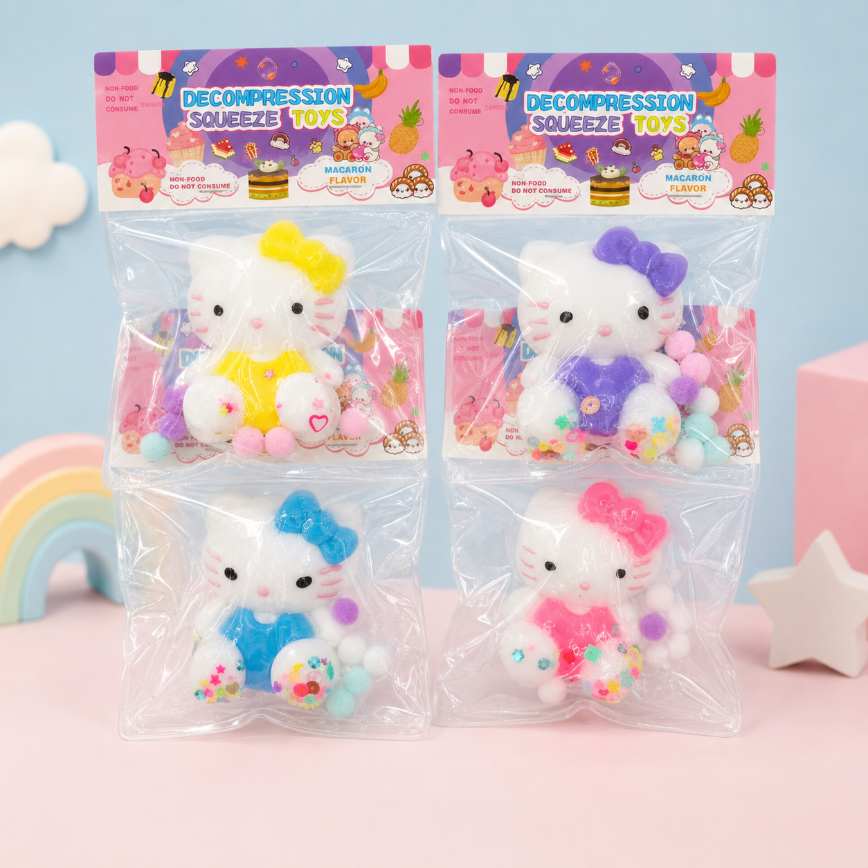 Cute Kitty Flashing Spinning Top Toy – Assorted Bow Colors