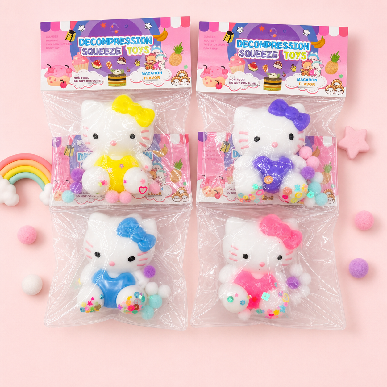 Cute Kitty Flashing Spinning Top Toy – Assorted Bow Colors