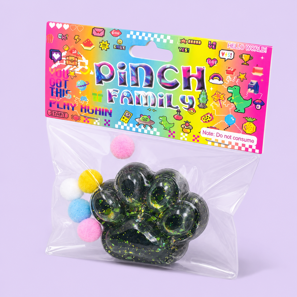 Black Glitter Paw Decompression Squishy Toy