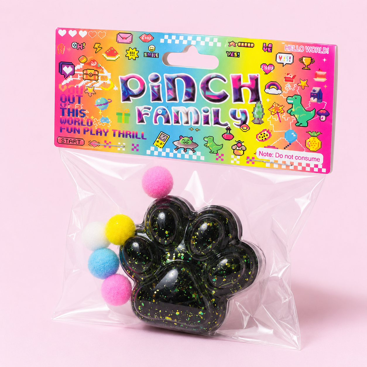 Black Glitter Paw Decompression Squishy Toy
