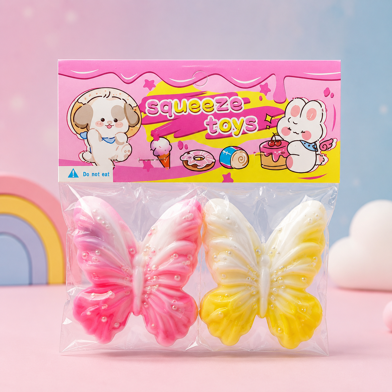 Butterfly Squeeze Toy with Pearl Details – Assorted Colors