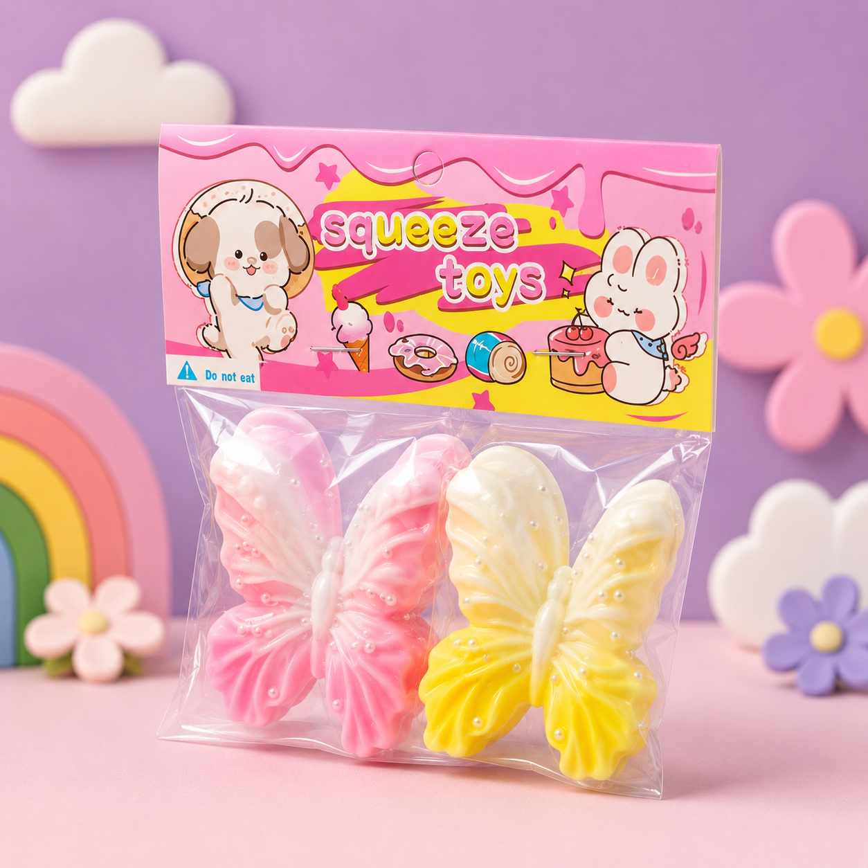 Butterfly Squeeze Toy with Pearl Details – Assorted Colors