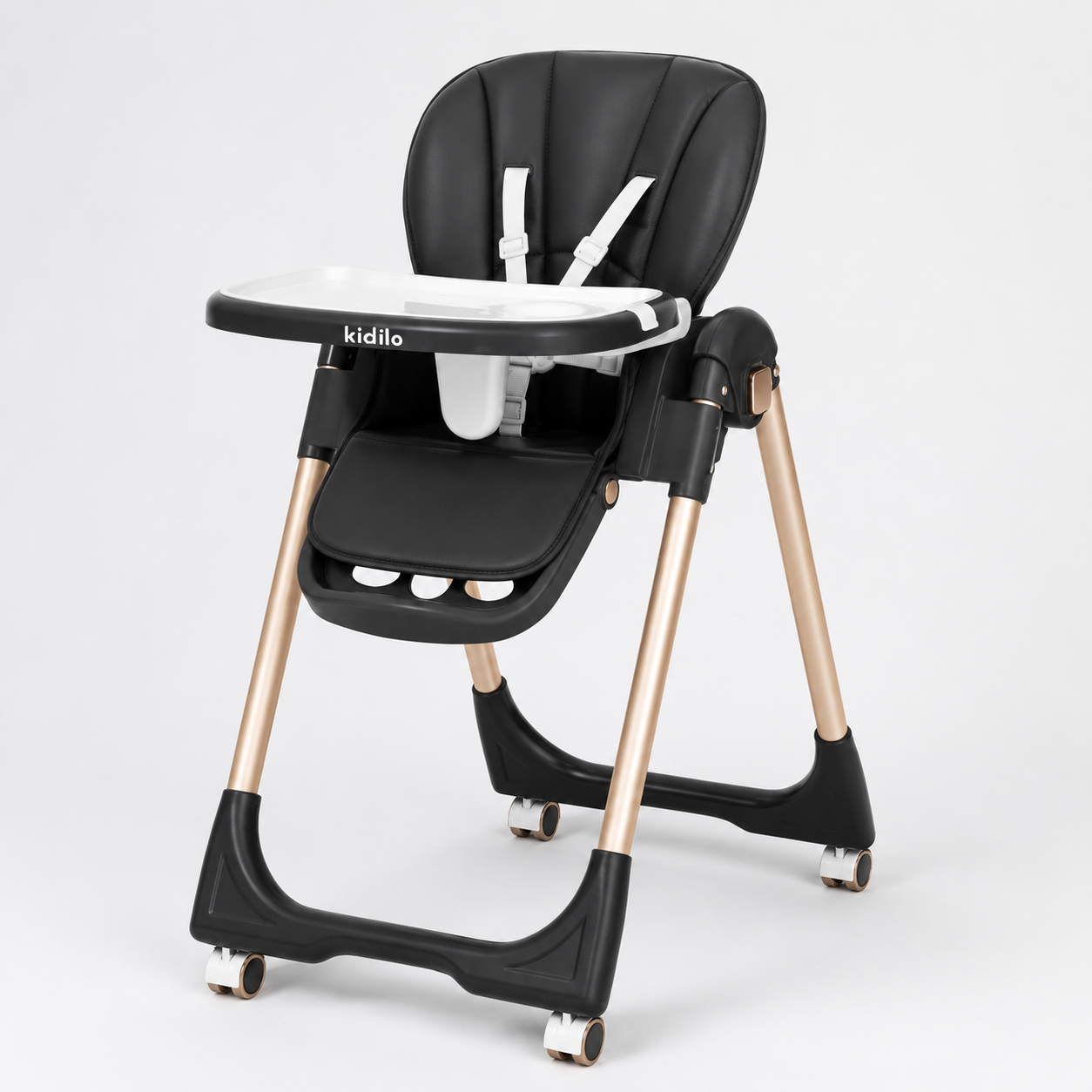Kidilo DC01 2-in-1 Foldable Baby High Chair with Wheels