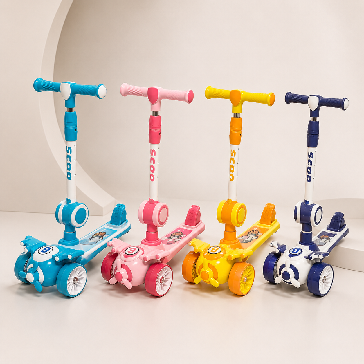 6161 - Airplane Style Kids Scooter with Light and Music