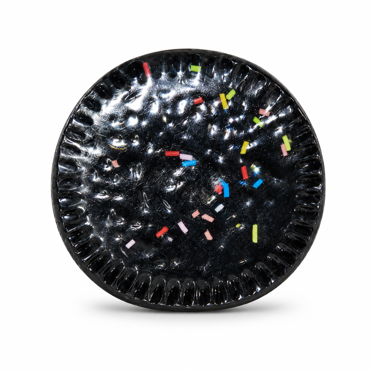 Black Sprinkle Donut Slow Rise Squishy Toy
