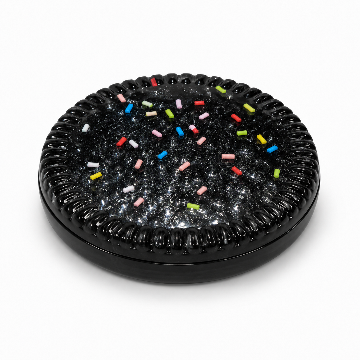 Black Sprinkle Donut Slow Rise Squishy Toy