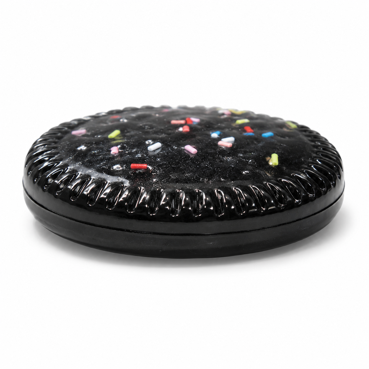 Black Sprinkle Donut Slow Rise Squishy Toy