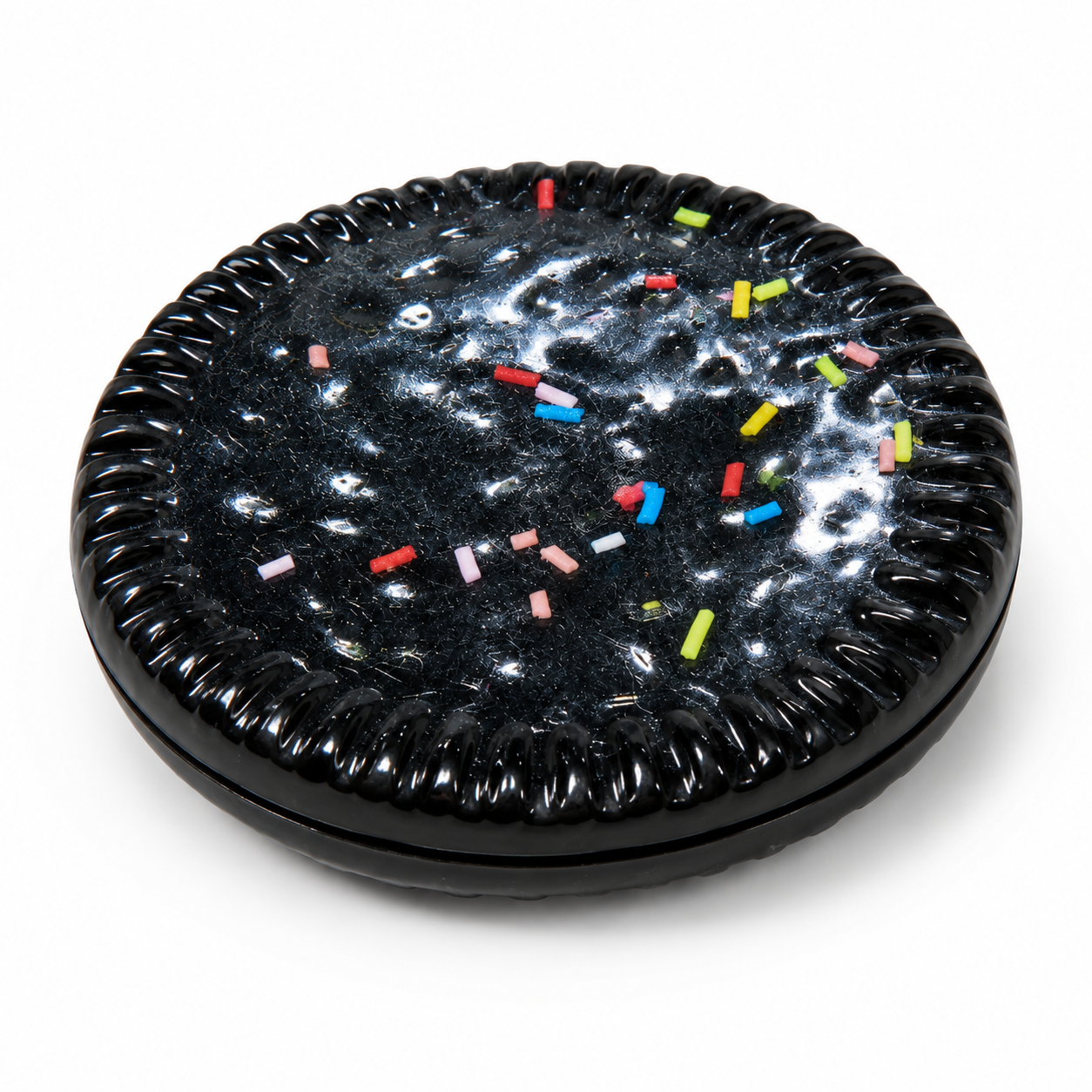 Black Sprinkle Donut Slow Rise Squishy Toy