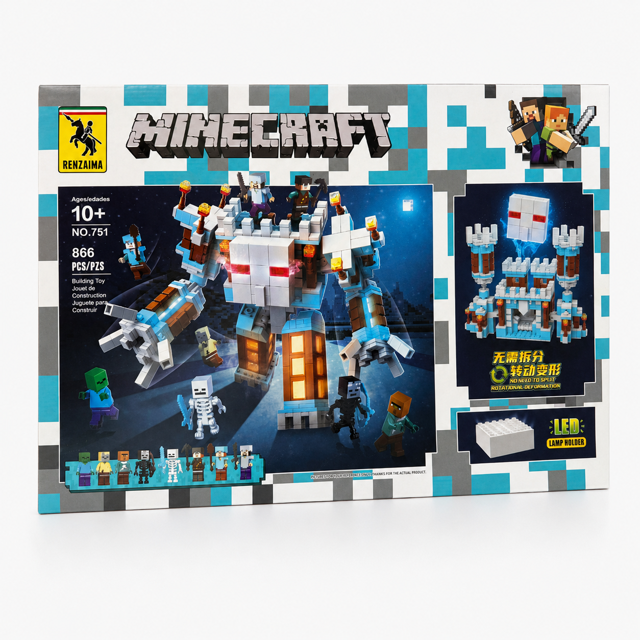 Pixel Ice Fortress Building Blocks Set