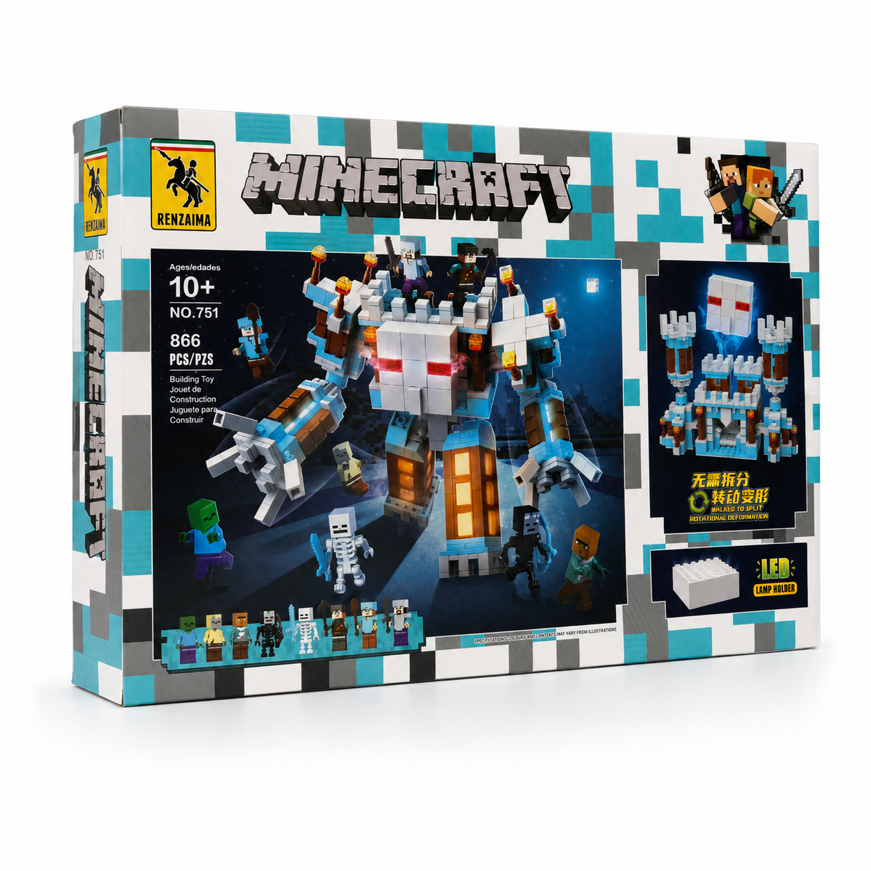 Pixel Ice Fortress Building Blocks Set