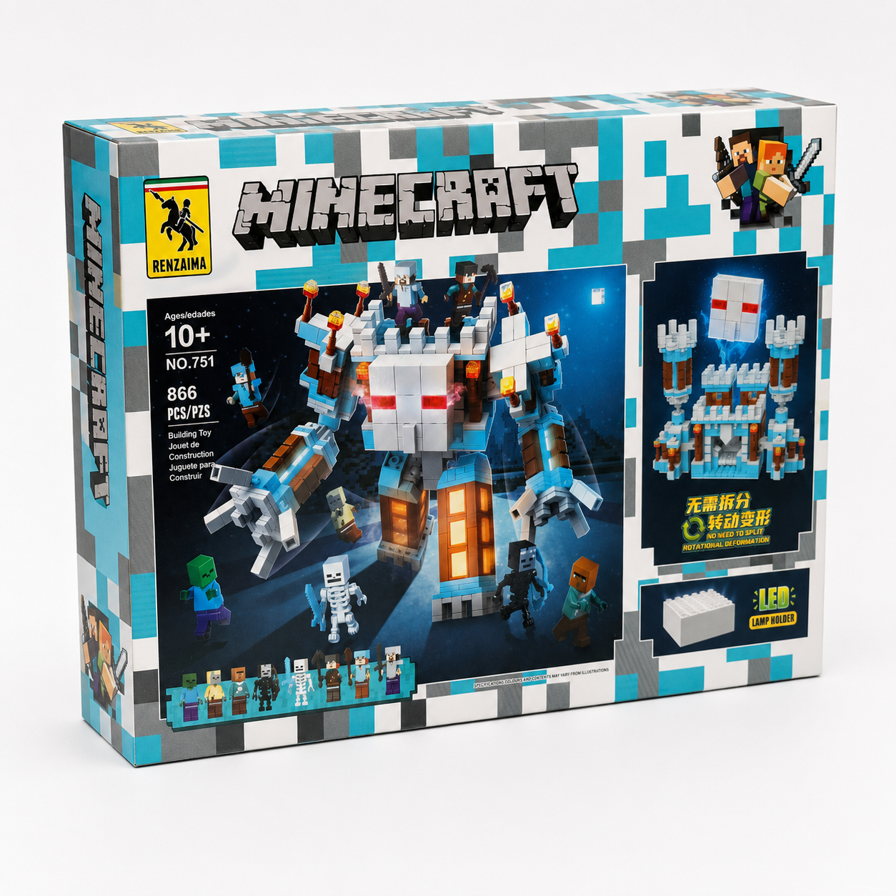 Pixel Ice Fortress Building Blocks Set