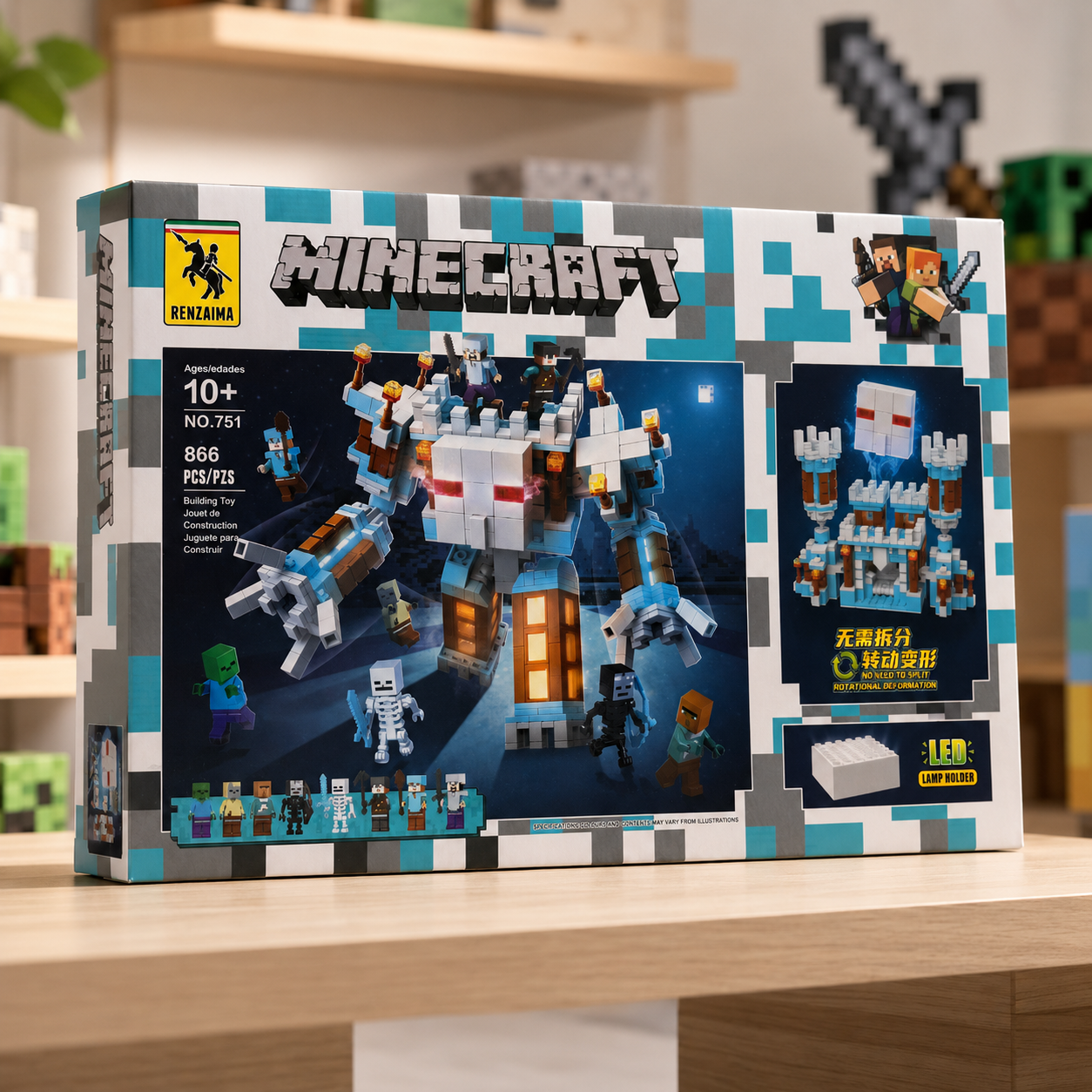 Pixel Ice Fortress Building Blocks Set