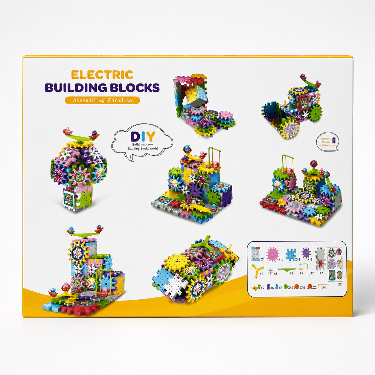 Electric Building Blocks DIY Assembling Paradise Set – Creative Gear Building Toy for Kids