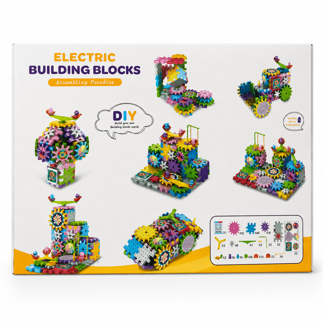 Electric Building Blocks DIY Assembling Paradise Set – Creative Gear Building Toy for Kids