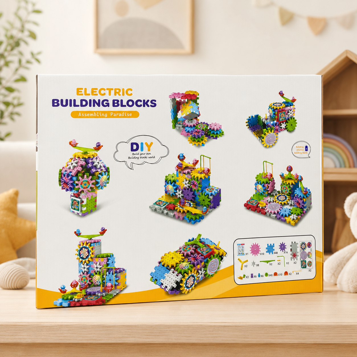 Electric Building Blocks DIY Assembling Paradise Set – Creative Gear Building Toy for Kids
