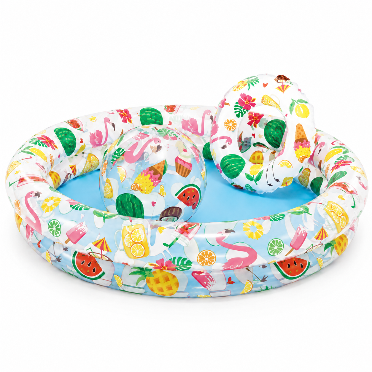 48×10 Intex Kids Inflatable Pool with Ball & Ring – Fruity Fun Water Play Set