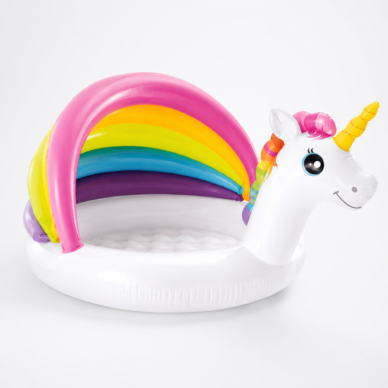 Intex Unicorn Baby Pool 50×40×27in – Inflatable Kids Pool with Built-In Sunshade