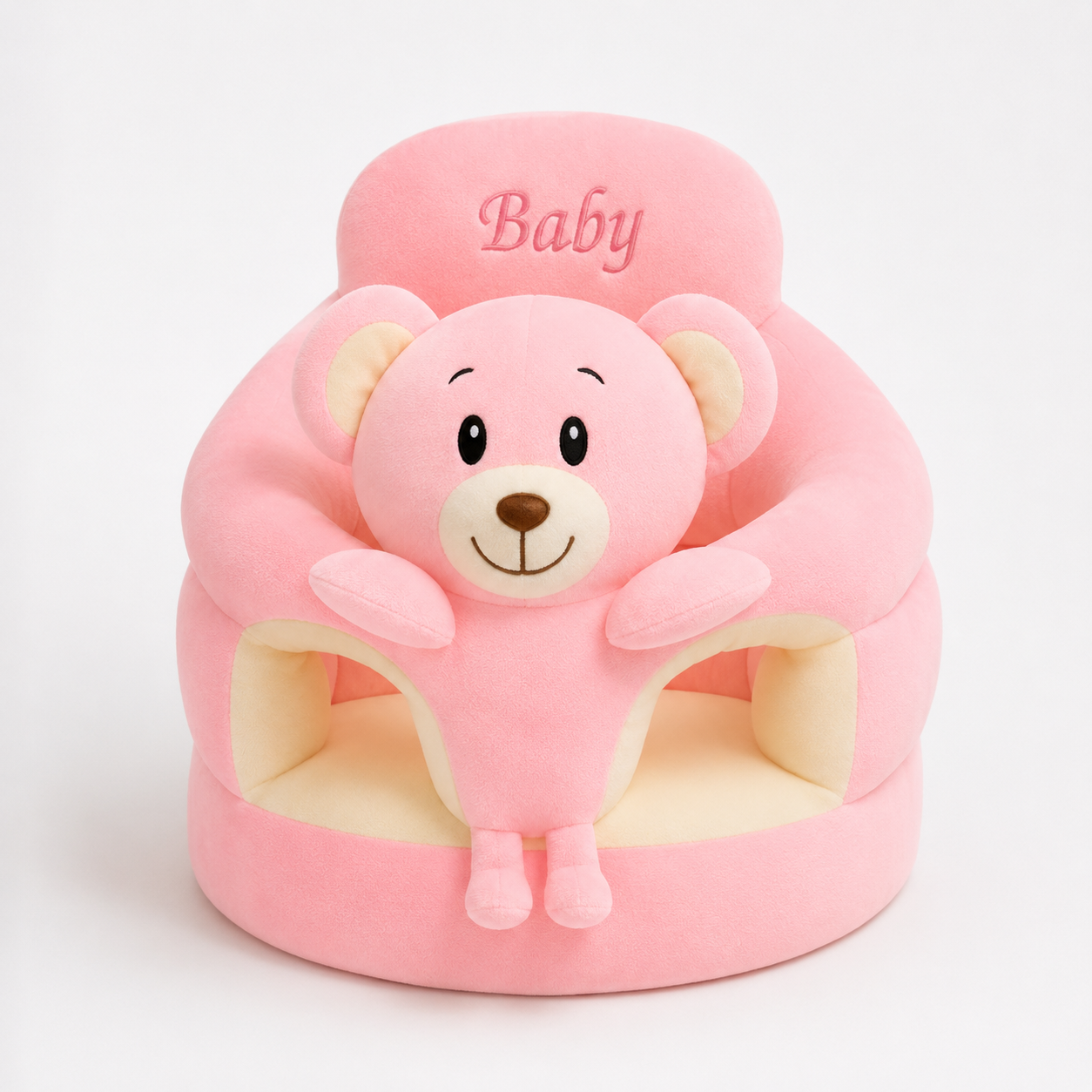 Pink Bear Baby Seater – Soft Plush Support Chair with Padded Seat