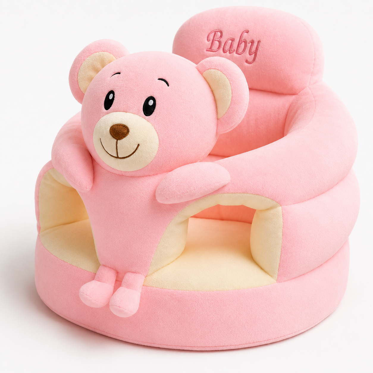 Pink Bear Baby Seater – Soft Plush Support Chair with Padded Seat