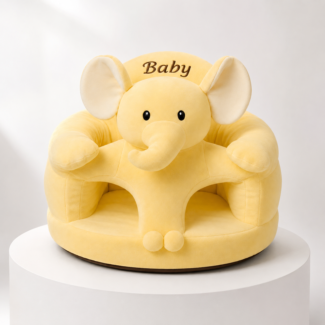 Cream Elephant Baby Seater – Soft Plush 360° Support-Style Chair