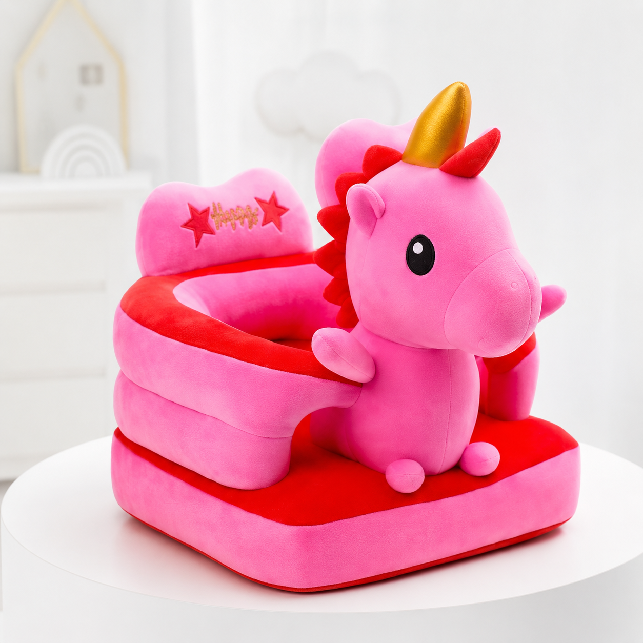 Pink Unicorn Baby Seater – Soft Plush 360° Support-Style Chair