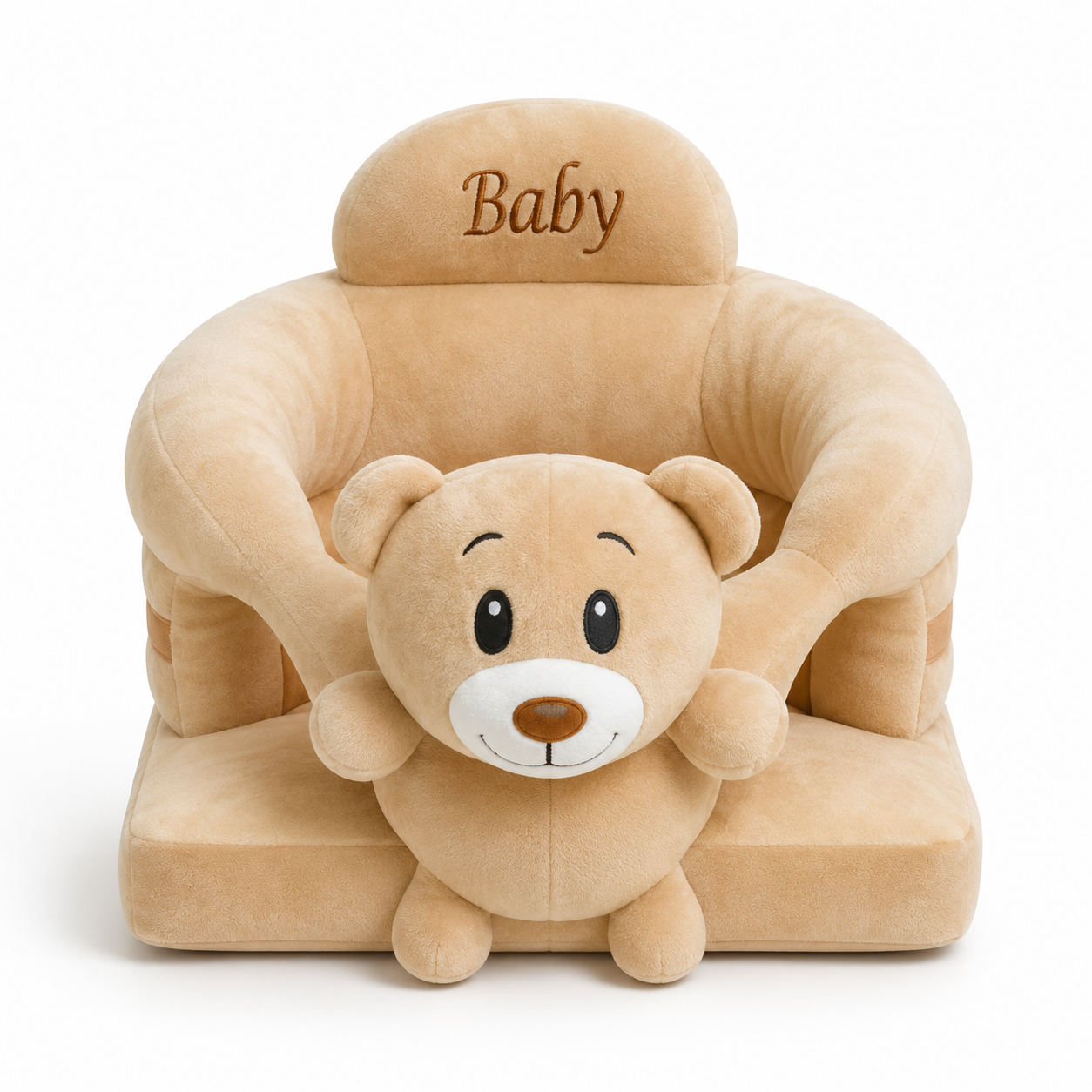Brown Teddy Bear Baby Seater – Soft Plush 360° Support-Style Chair