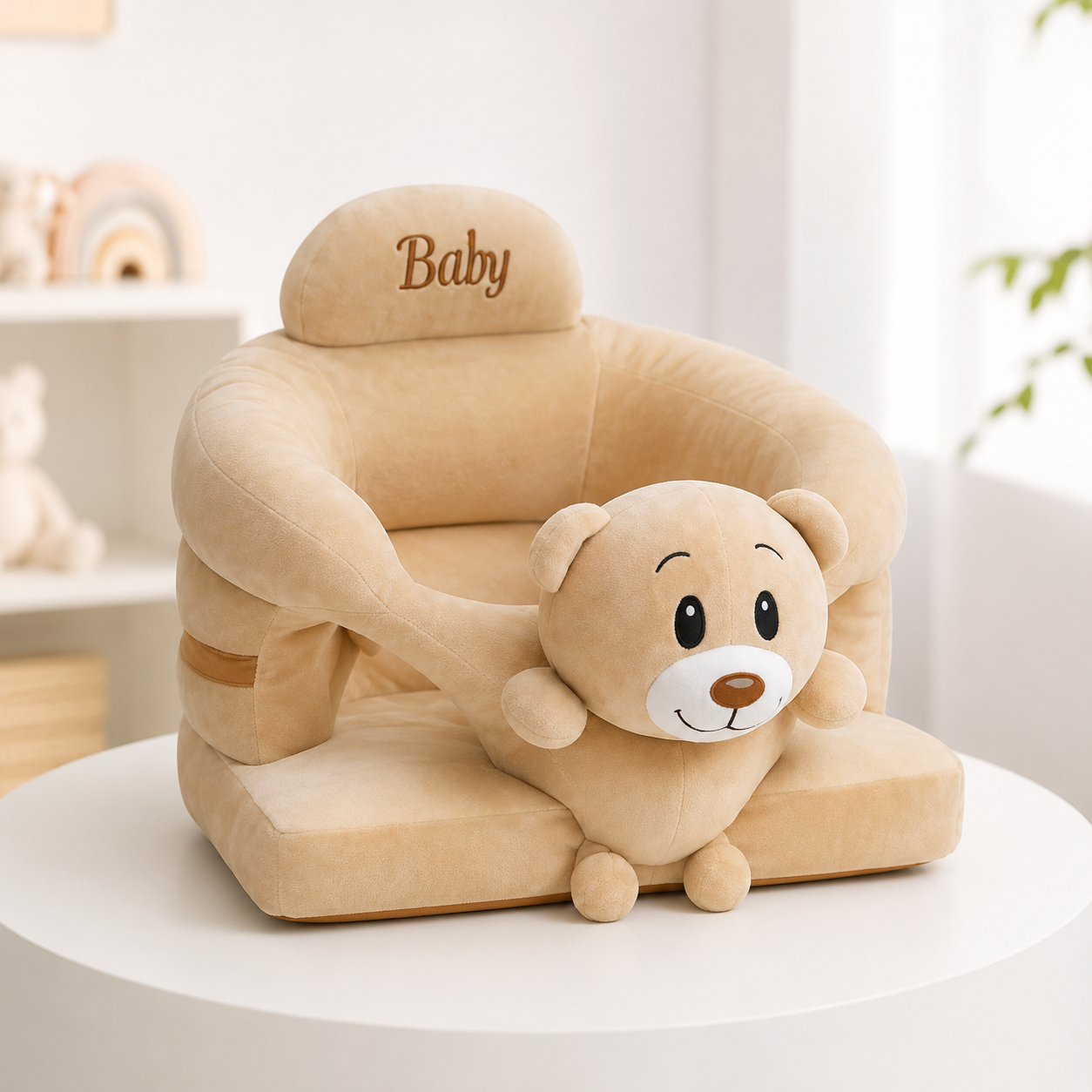 Brown Teddy Bear Baby Seater – Soft Plush 360° Support-Style Chair
