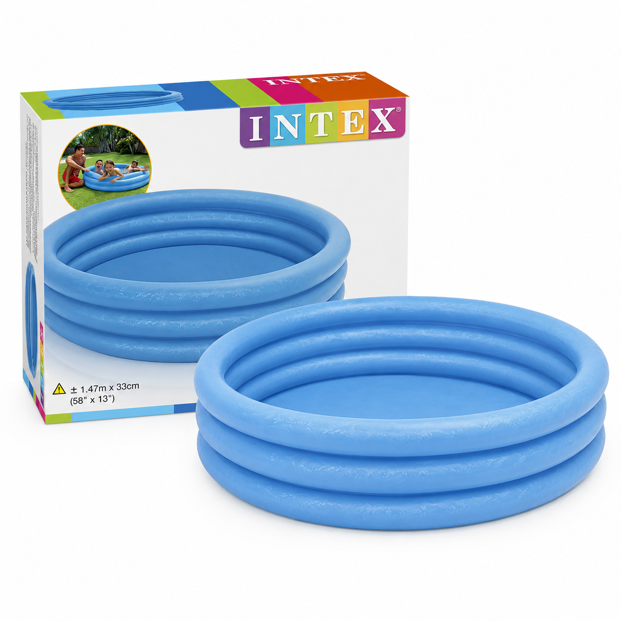 Intex Crystal Blue Inflatable Pool 58×13in – Round Kids Swimming Pool